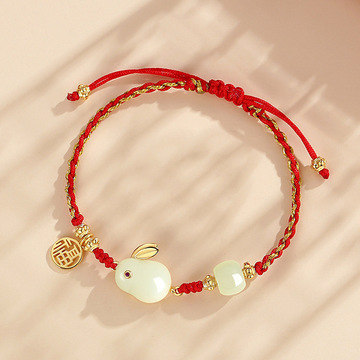 福兔编织手绳女国潮民族风本命年手饰ins风生肖手链-阿里巴巴