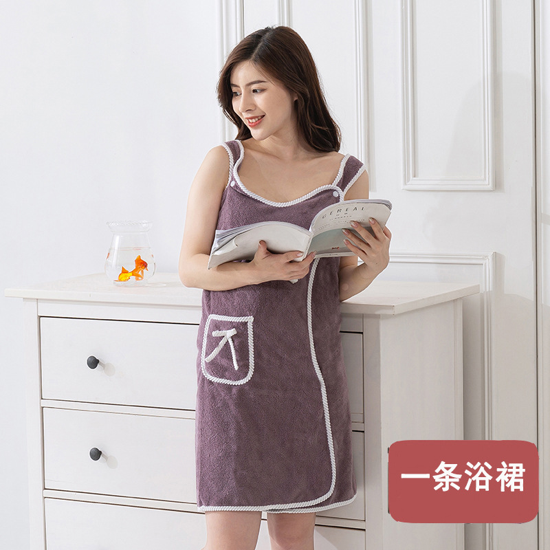 Wholesale Adult Wearable Bath Towels Spaghetti Straps Chest Wrap Bath Skirt Bathrobe Female Sexy Bath Towel Thickened than Pure Cotton Absorbent