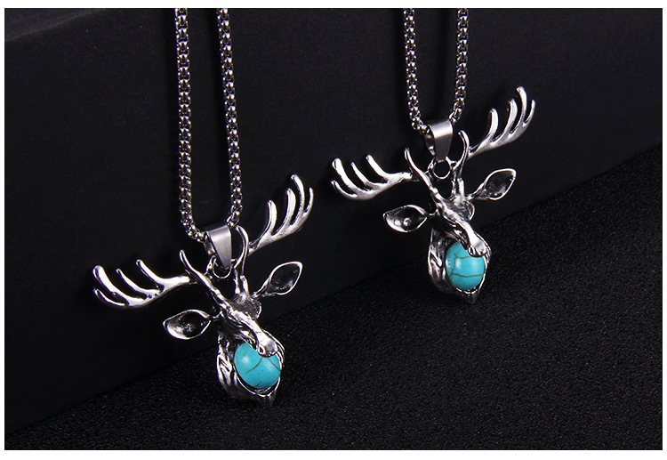 复古潮流时尚鹿头一鹿有你吊坠男女日韩简约创意新款麋鹿情侣项链