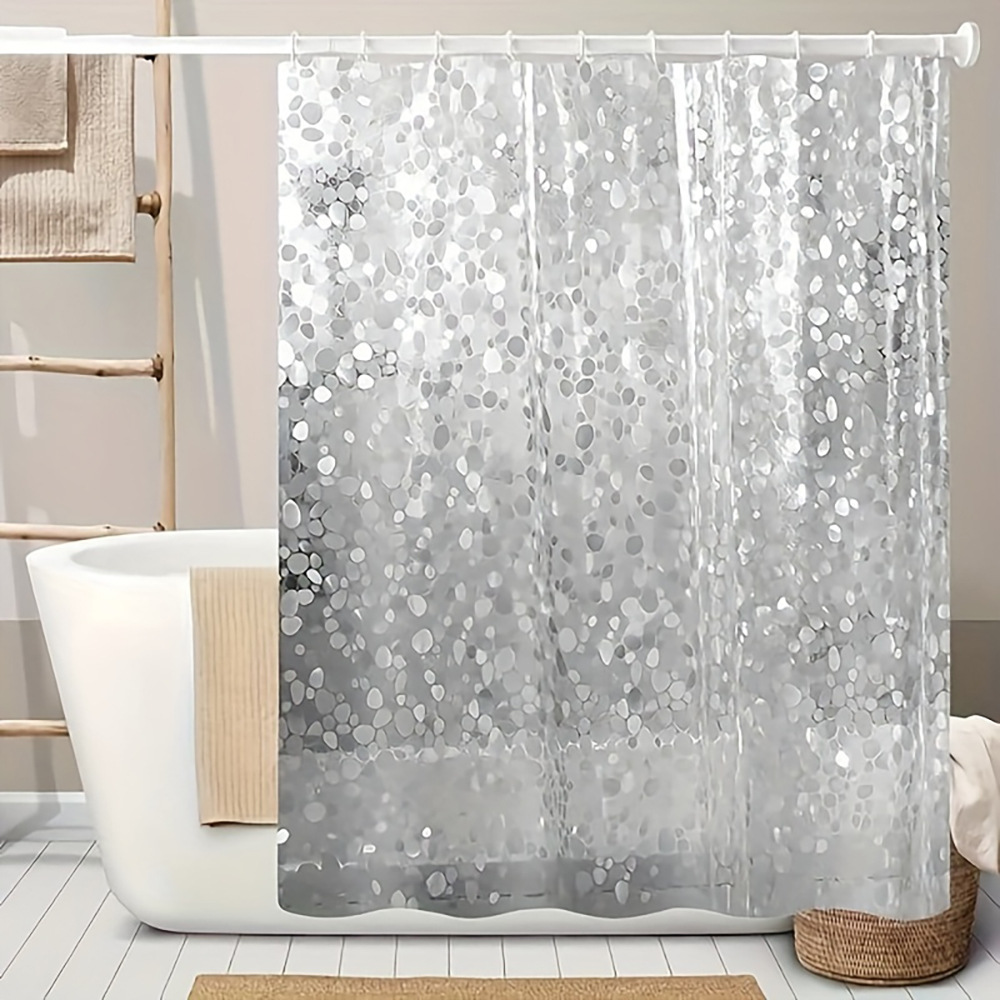 [muqing] pebble eva shower curtain transparent waterproof mildew-proof curtain bathroom toilet partition curtain punch-free curtain