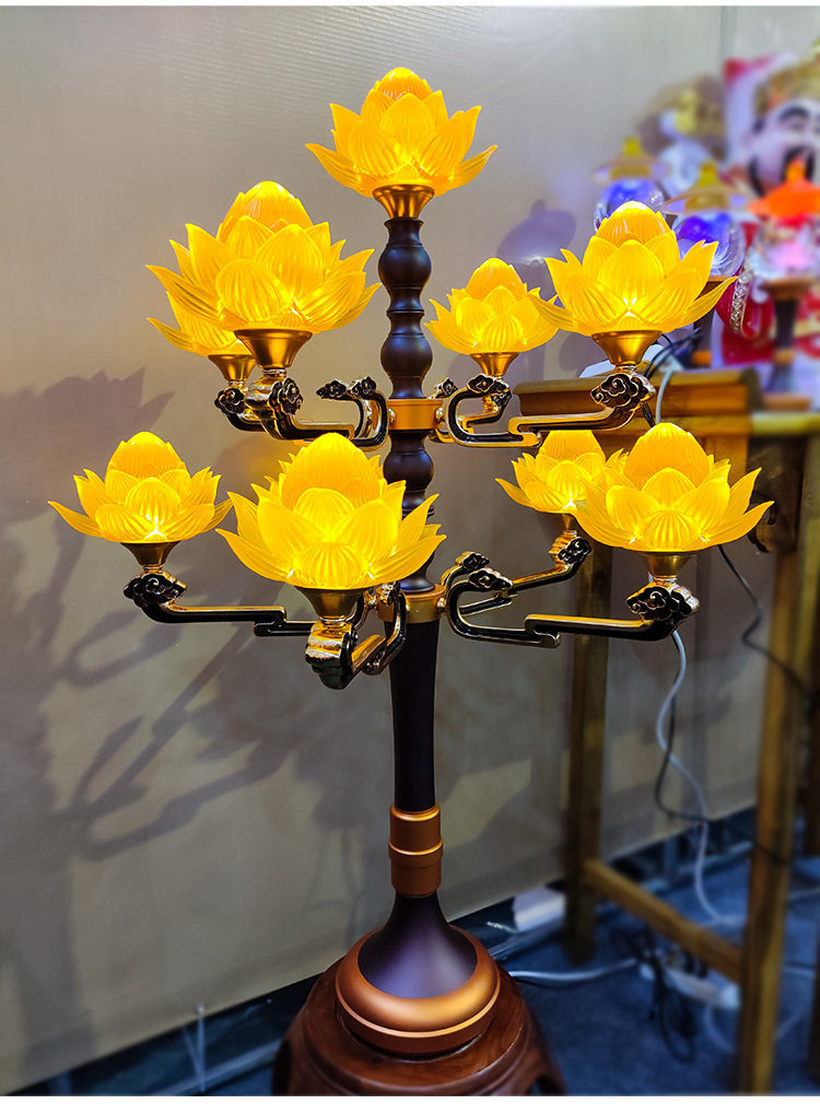 厂家直销琉璃莲花灯插电佛堂寺庙落地发型佛灯佛前供灯长明灯