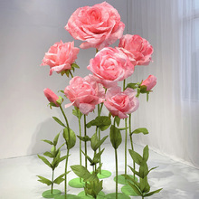 巨型玫瑰花大纸艺花商场布置酒红色玫瑰花纸花美陈橱窗装饰玫瑰花