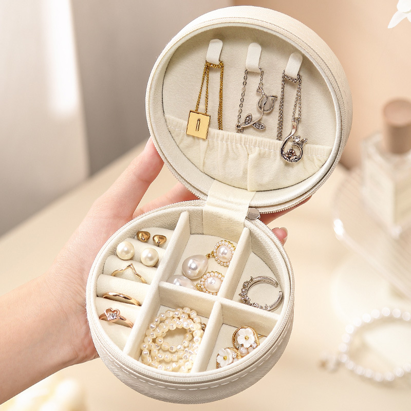 New Portable Jewelry Storage Box Ear Stud and Ring Necklace Jewelry Box Simple and Compact Jewelry Bag