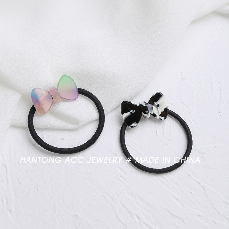 Acetate Bow Tie Rubber Band Korean Ins Bow Tie Hair Bun Headband Simple Hair Ring Leather Cover See-through Women