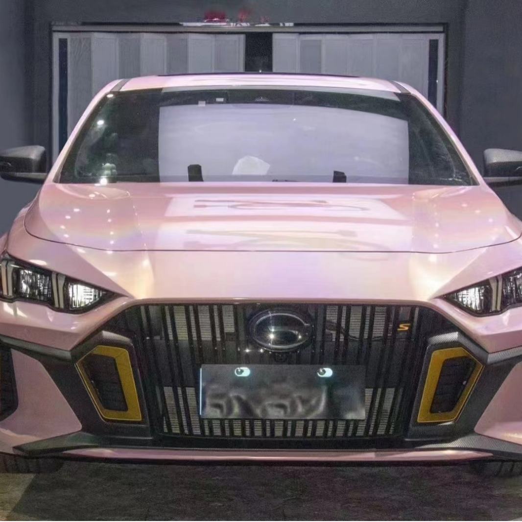 pet七彩镭射胭脂粉 车身贴膜 电动车贴纸 粉色汽车膜 源头工厂批