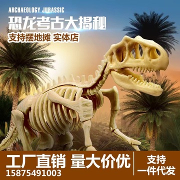 恐龙化石霸王龙骨架拼装模型儿童手工diy制作考古挖掘石膏玩具