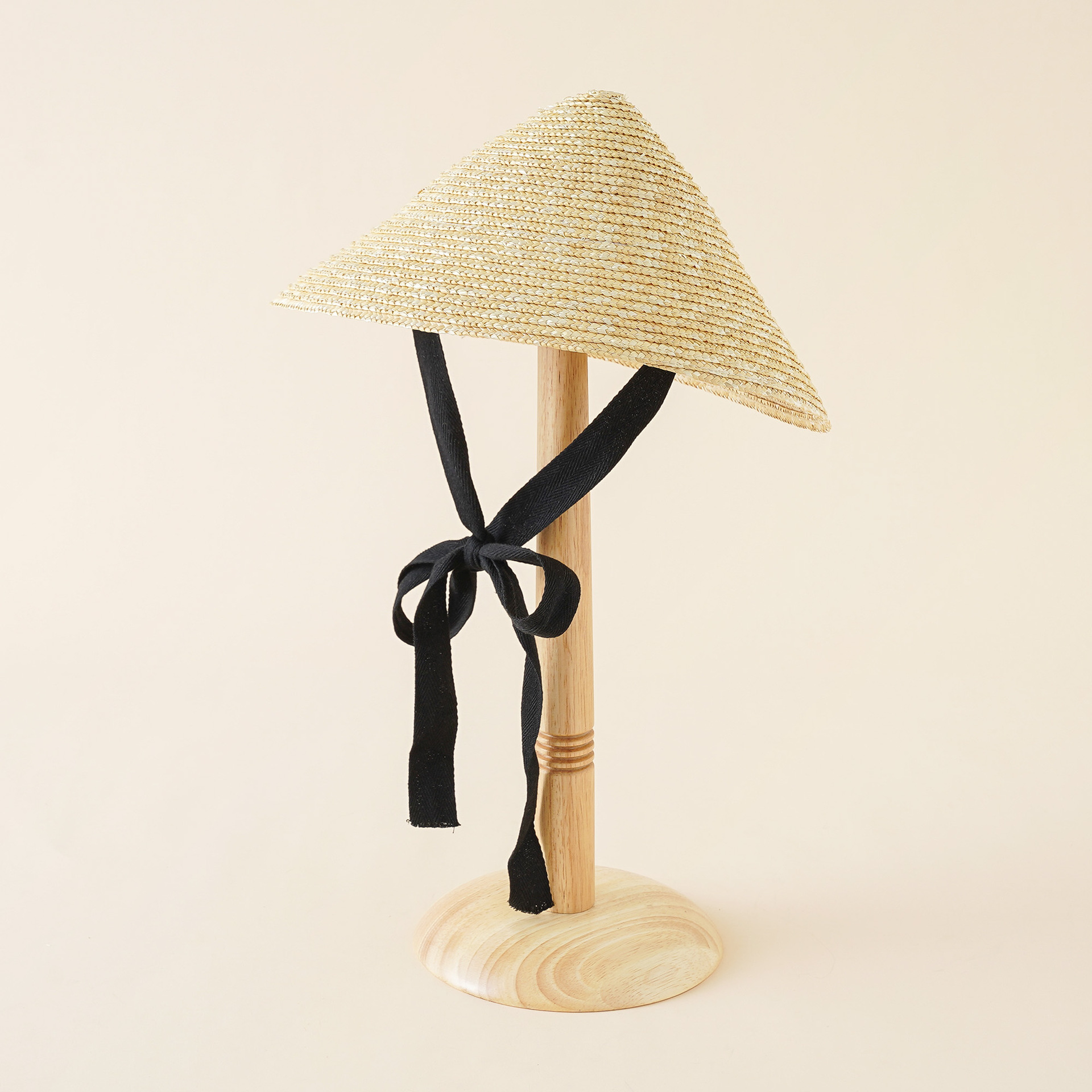 儿童草帽麦秆草斗笠帽古风大沿绑带草帽沙滩大帽檐防晒钓鱼遮阳帽