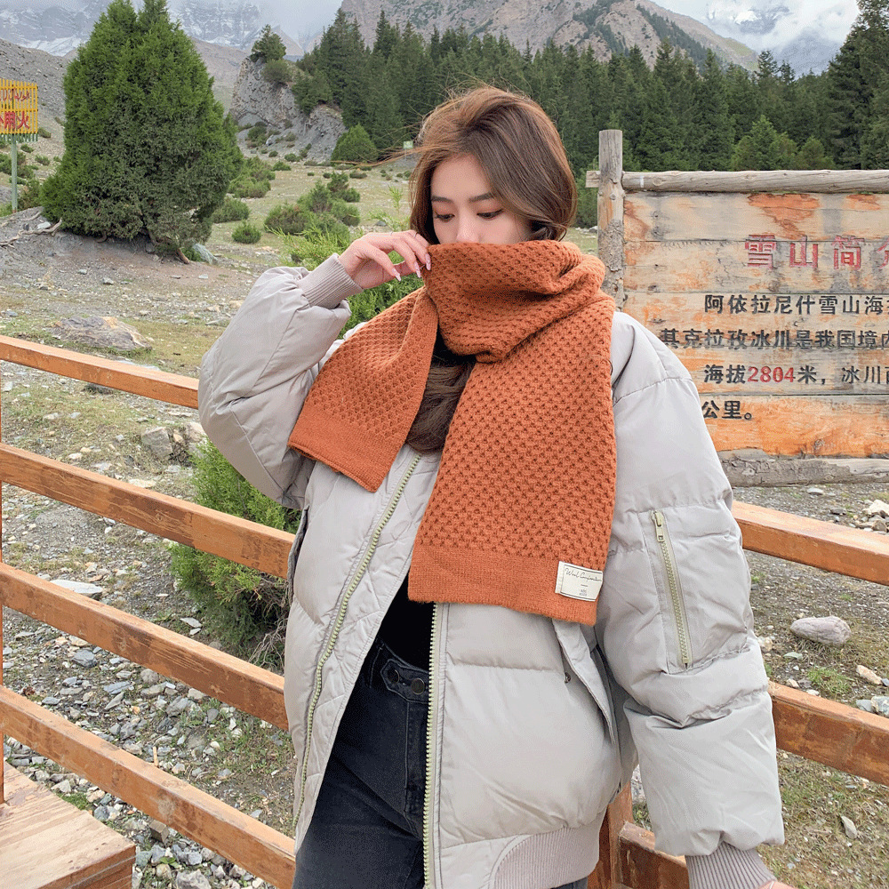 2022 Autumn and Winter New Wool Knitted Thick Scarf Female Sweet Fresh Warm Scarf Windproof Warm Thick Scarf