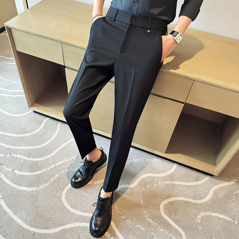 春秋男士西裤痞帅休闲西装裤裤子潮牌纯色正装男裤-阿里巴巴