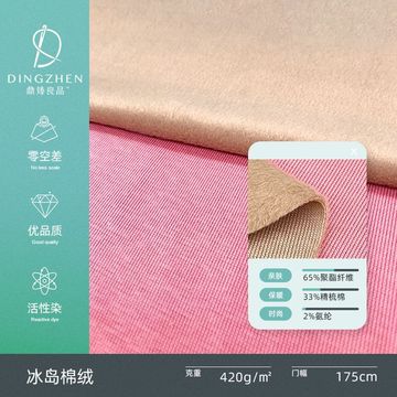冰岛棉绒 420g棉涤弹力发热一体绒面料 秋冬家居服抓毛保暖绒布