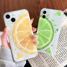 简约橙子柠檬水果适用苹果13pro手机壳iPhone14硅胶透明12女款