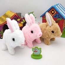 新款电动毛绒小兔子玩具会走会叫会动耳朵电动小白兔宠物