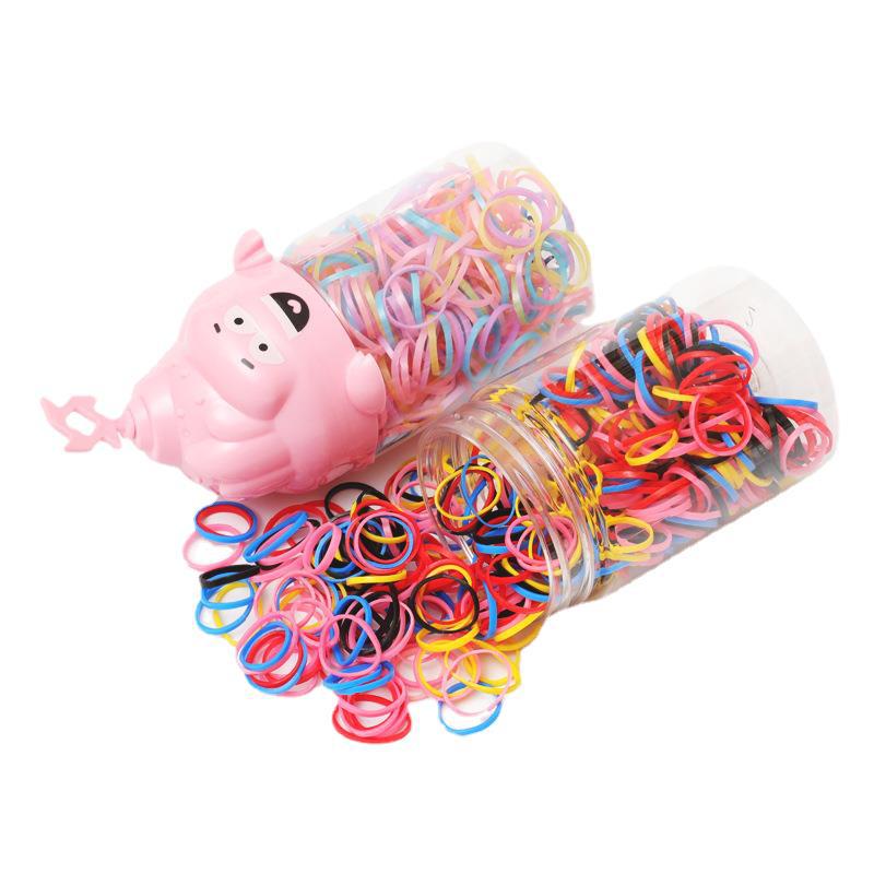 Korean-Style Cartoon Bucket Disposable Rubber Band Hair Band High Elastic Colorful Children's Headband Simple Colorful Girls' Rubber Band