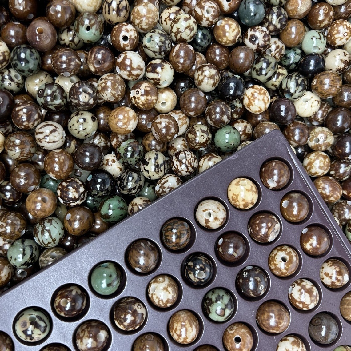 卡13mm虎斑菩提diy散珠已打孔手串项链佛珠文玩菩提子菩提diy散珠