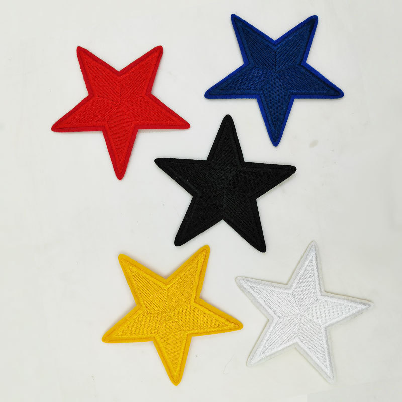 大号五角星刺绣布贴衣服补丁贴彩色徽章服装辅料电脑绣花章满绣星