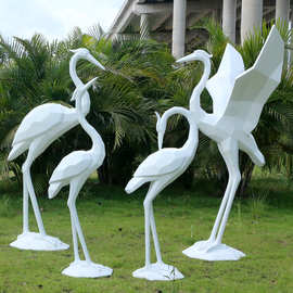 几何仙鹤雕塑块面鹤摆件抽象白鹭小品丹顶鹤道具美陈装饰园林景观