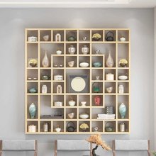 DU2P墙上实木格子置物架书架展示收纳茶杯架置物格方格架子隔板