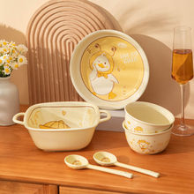 网红可爱鸭高颜值碗盘套装组合陶瓷餐具家用碗具爱一整套碗盘勺
