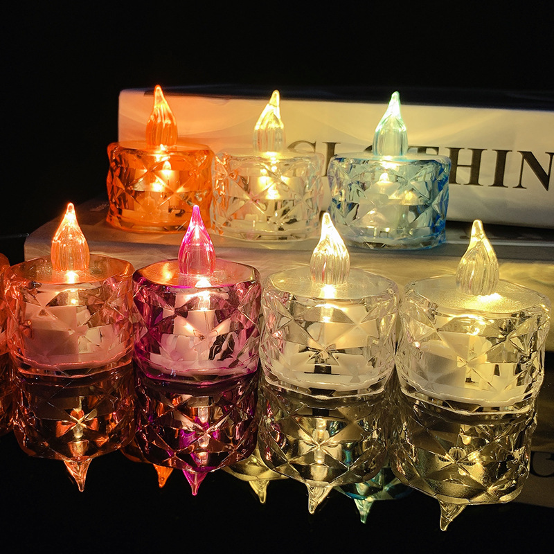 Craft Tealight LED Candle Christmas Electric Candle Lamp Rose Layout Props Wholesale Birthday Gathering Party