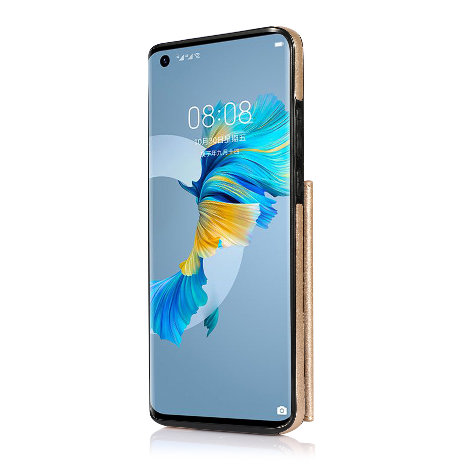 适用华为mate40 pro插卡保护套潮女mt40卡包手机壳挂绳pu贴皮软套