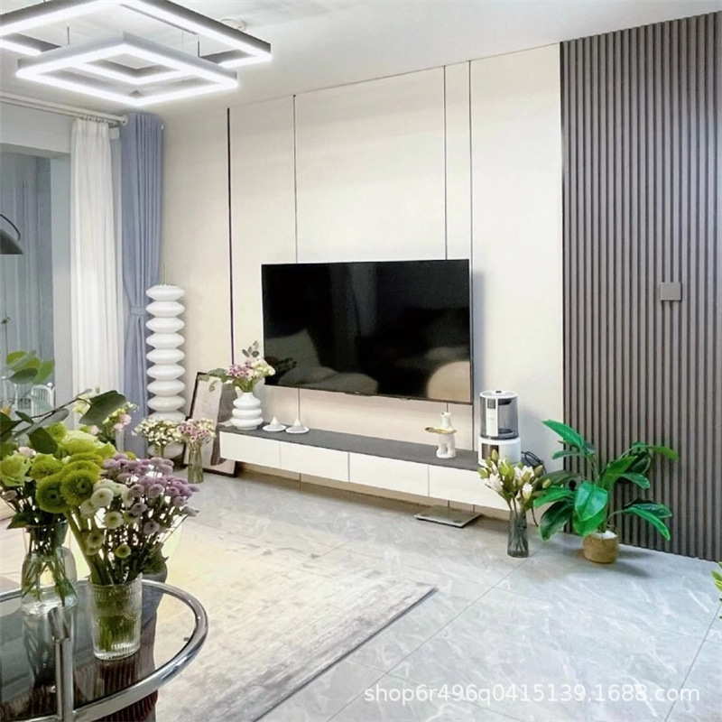 竹炭纤维墙板碳晶实心木饰面板护墙板材金属拉丝装修背景墙集成板