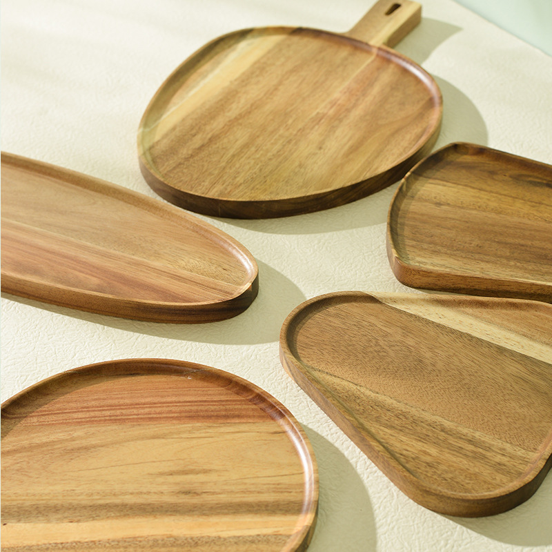 Acacia Mangium Pizza Plate Commercial Wooden Steak Sushi Barbecue Bread Tray Plate Cutlery Western Food Plate