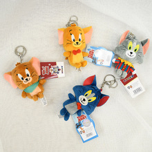 正版可爱卡通猫和老鼠毛绒玩具创意汤姆猫杰瑞鼠玩偶挂饰钥匙扣萌