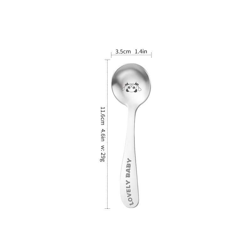 Factory Direct 304 Stainless Steel Children's Fork Short Handle Household Non-Hurt Mouth Fork Feeding Eating Spoon Tableware