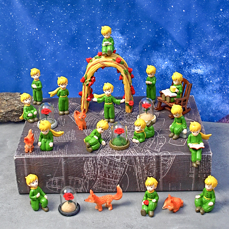 王子可爱手工摆件狐狸蛋糕情人节永生花萌粒桌面树脂小摆件工艺品