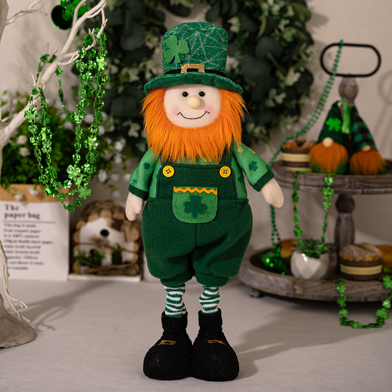 Green Leaf Festival Decorations Green Retractable Doll Ornaments Irish Festival Decoration Gift Boy Girl Doll