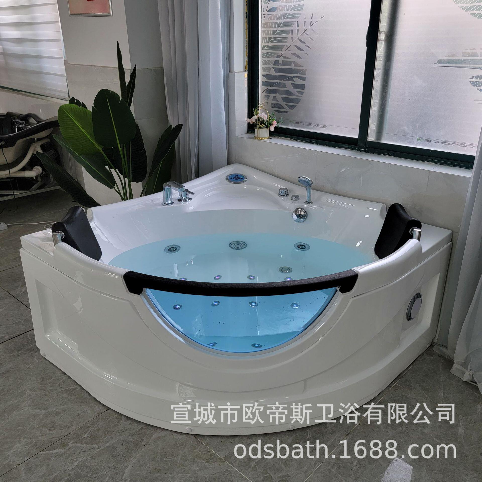 亚克力浴缸按摩浴缸双人彩灯泡泡浴缸亚克力玻璃浴缸透明浴缸