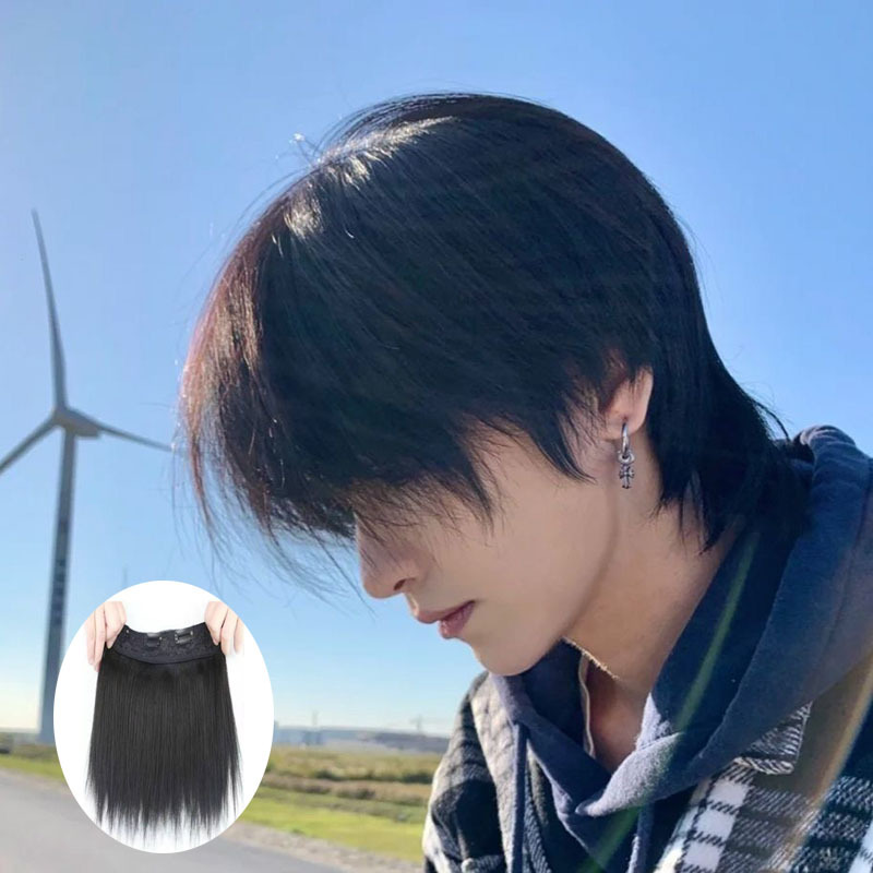 狼尾头鲻鱼头假发片男女短发帅气接发隐形个性自然逼真垫发一片式