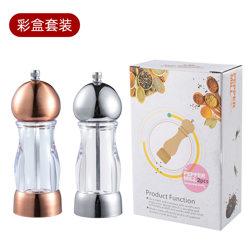 Rose Gold Pepper Grinder Black Pepper Pepper Transparent Acrylic Visible Pepper Mill Rose Sea Salt Mill Bottle