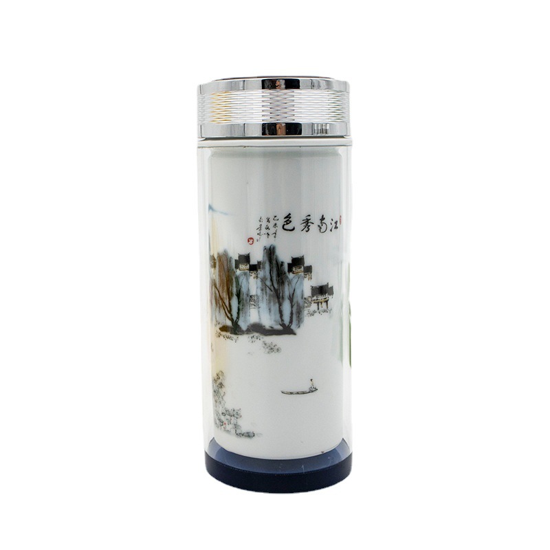 Jingdezhen Ceramic Cup Discoloration Cup Creative Business Office Thermos Cup Gift Logo Double Glass Crystal