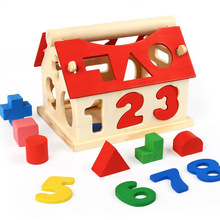 过年热卖景区庙会货源木制拼图积木玩具 智慧屋数字婴儿益智玩具