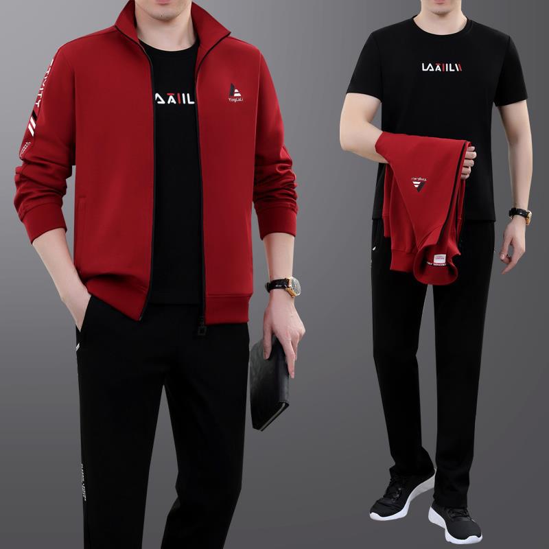 中老年男士休闲运动套装春秋季长袖爸爸装运动服三件套棉-阿里巴巴