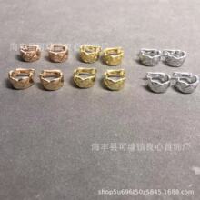 小香精工V金菱格耳环菱格交叉菠萝纹耳环耳拍光身无钻带钻款