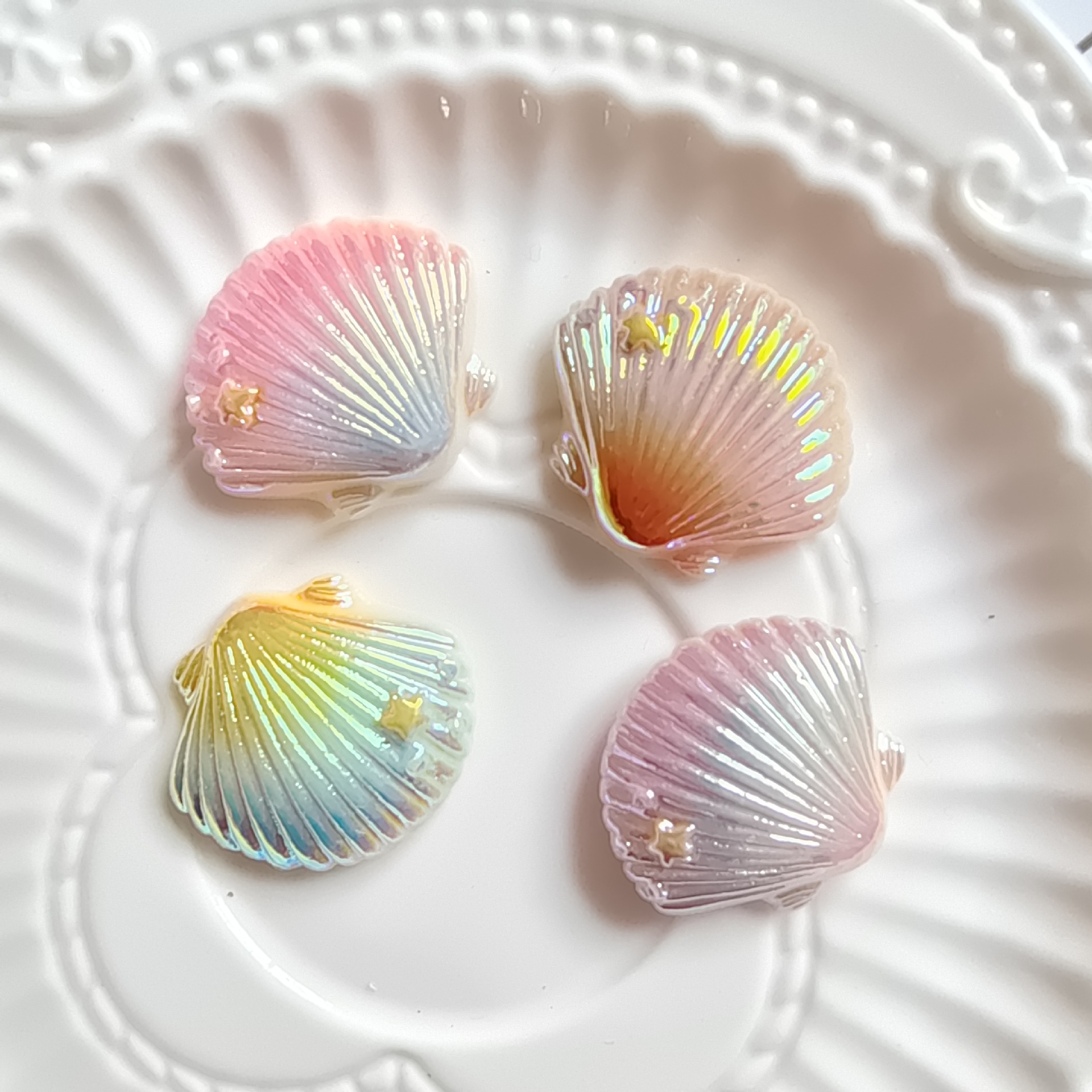 渐变彩色贝壳 diy滴胶手机壳美容材料 海洋树脂饰品配件