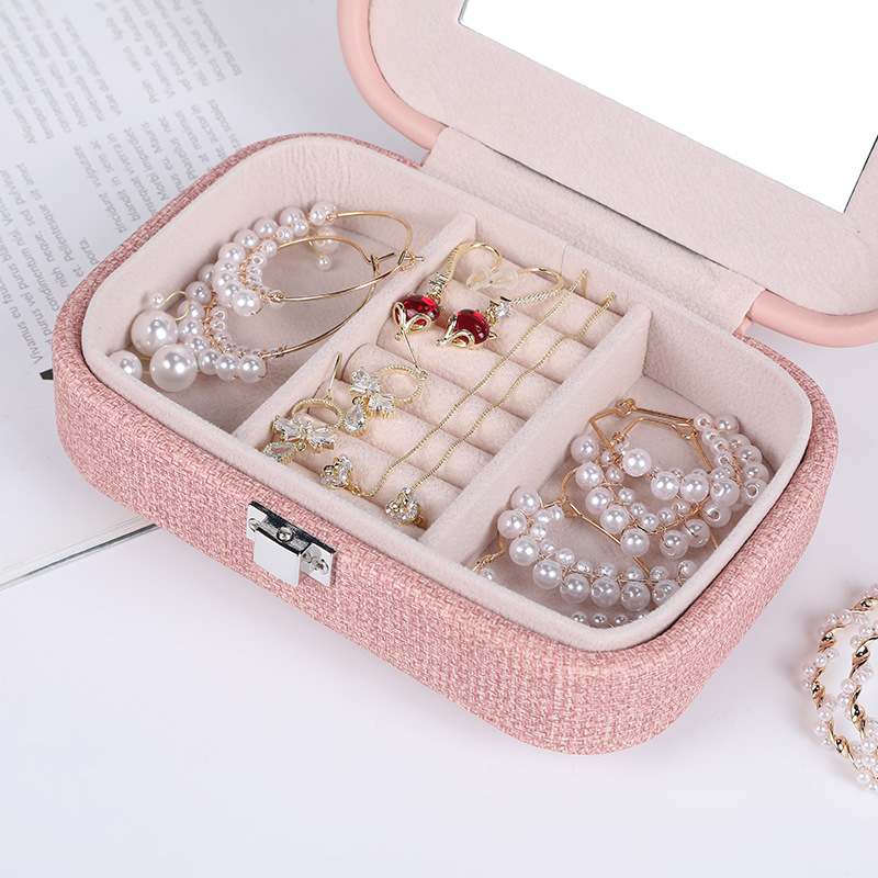 Korean Style Small and Beautiful Solid Color Jewelry Box Fashion Storage Box Portable Necklace Ring Earrings Jewelry Box