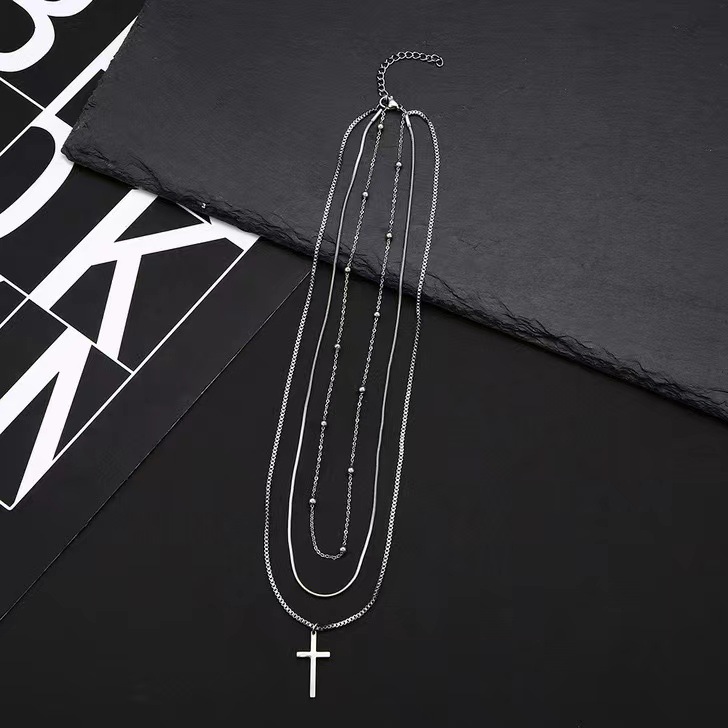 2023 New Niche Personality Titanium Steel Necklace Fashion Hip-Hop Fashion Sweater Chain Accessories Twin Titanium Steel Necklace