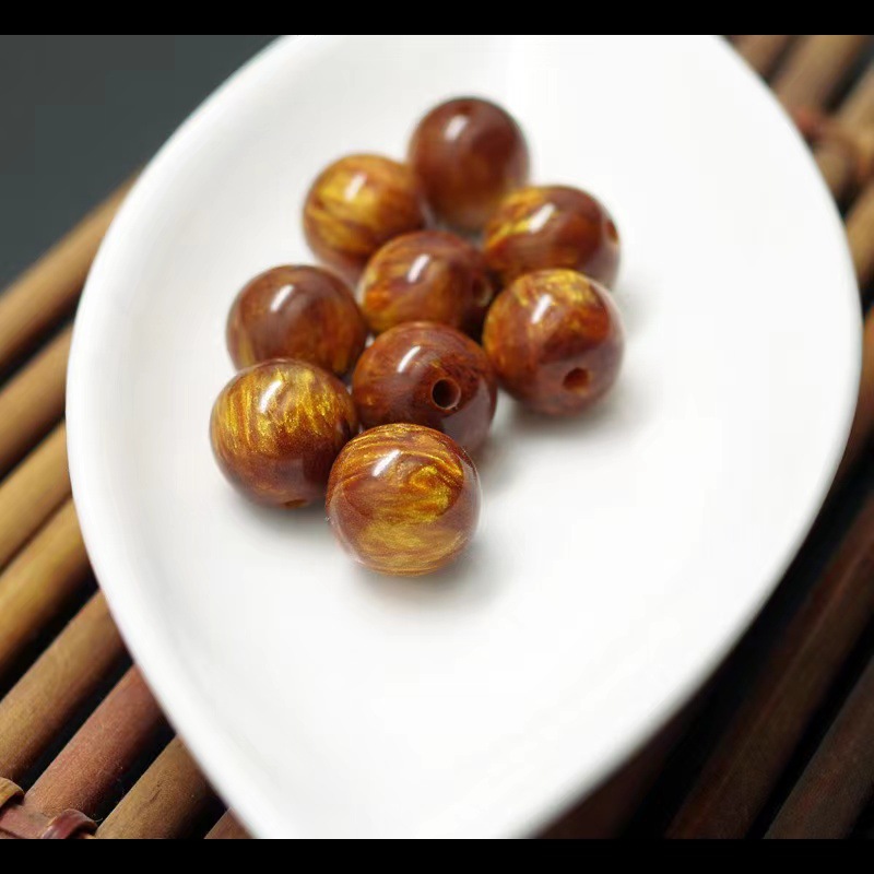 树脂二代金丝海柳珠子散珠diy背云串珠手工配件散珠手链材料批发