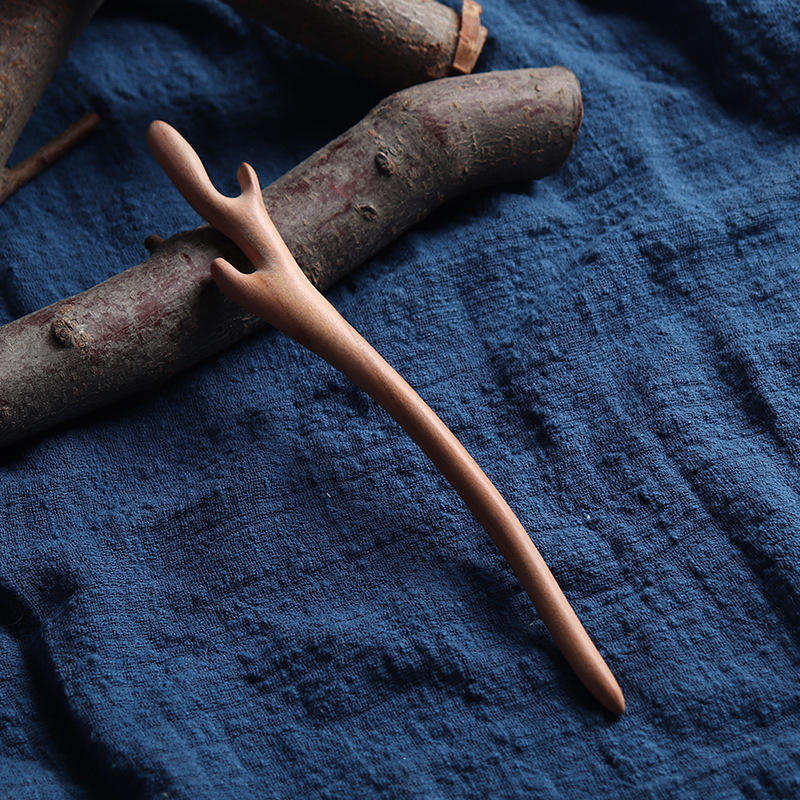 纯桃木簪子手工diy木料发簪女古风汉服日常简约现代木质盘发榉木