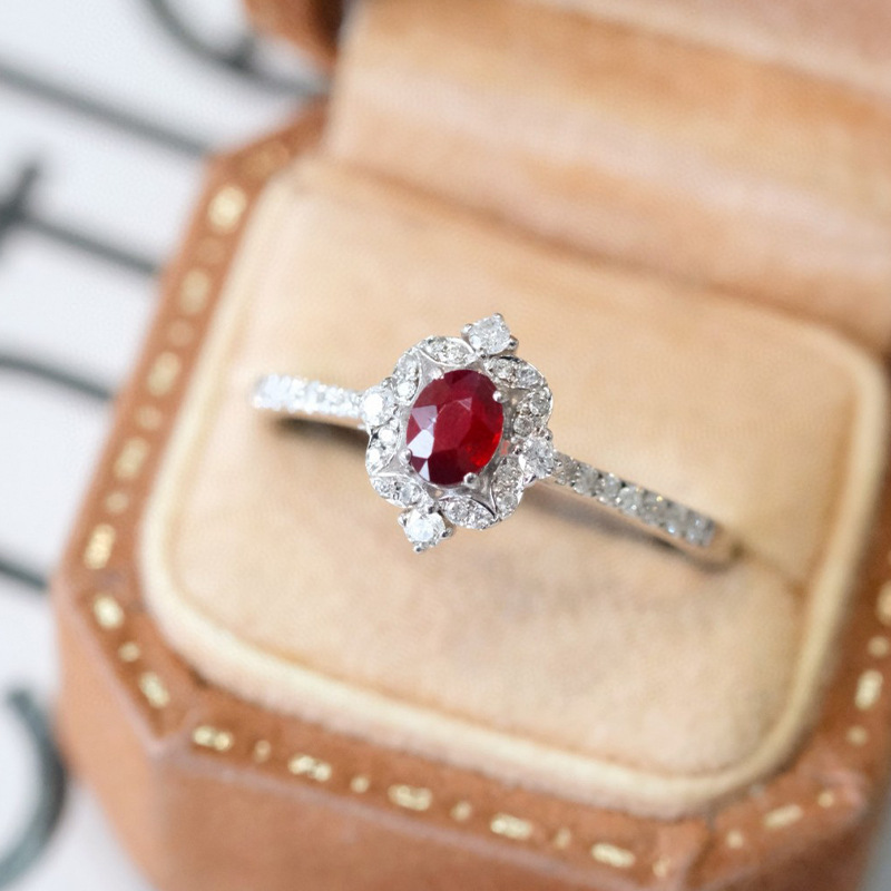 18k高级感围镶红宝石戒指南非钻石天然红宝石主石35分-阿里巴巴