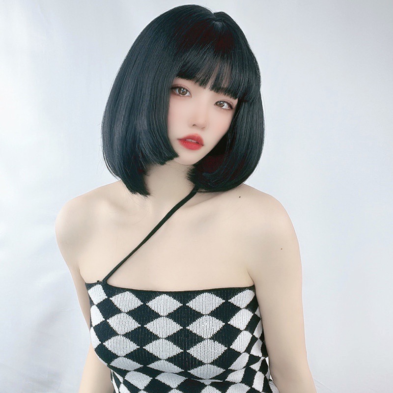 假发女短直发纯白色帅气bobo头假发女自然少女齐耳中短发全头套式