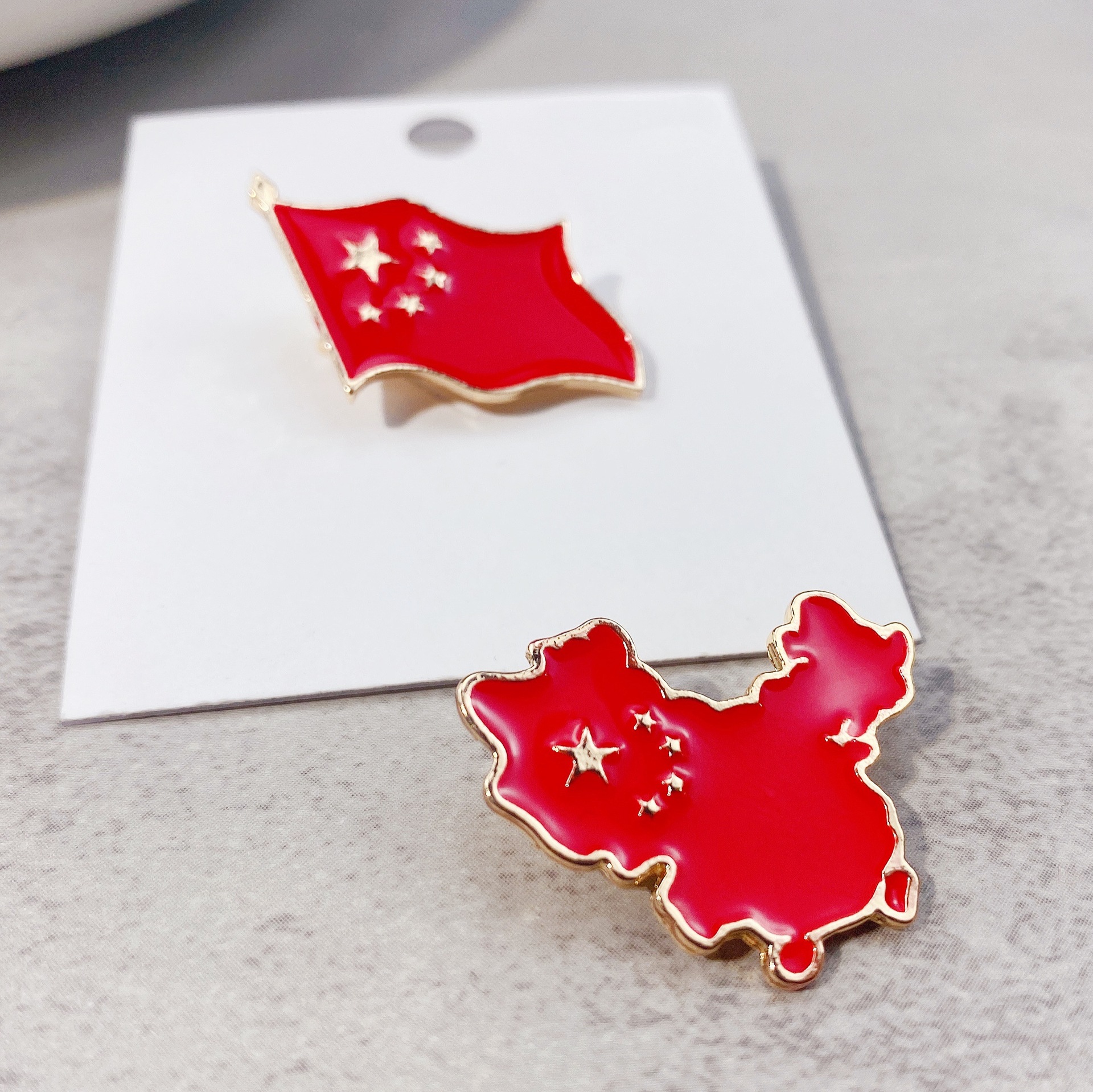 中国风五星红旗国旗胸针爱国党庆中国地图纪念徽章国庆节旅游胸章