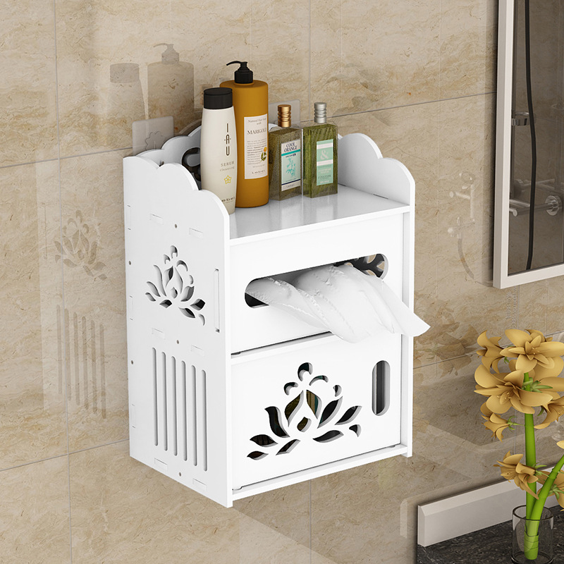 Toilet Tissue Box Wall-Mounted Storage Rack Waterproof Toilet Double-Layer Roll Paper Punch-Free Toilet Tissue Storage Box