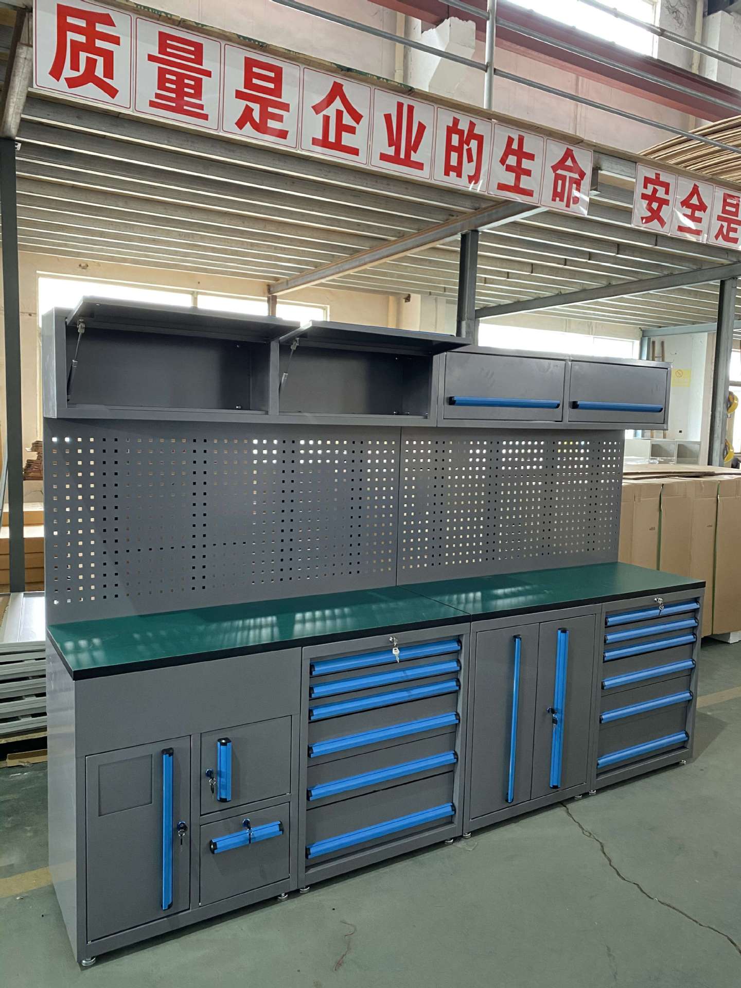 车间用汽车维修组合工具柜工作站多功能工作台工具车铁皮柜苏州