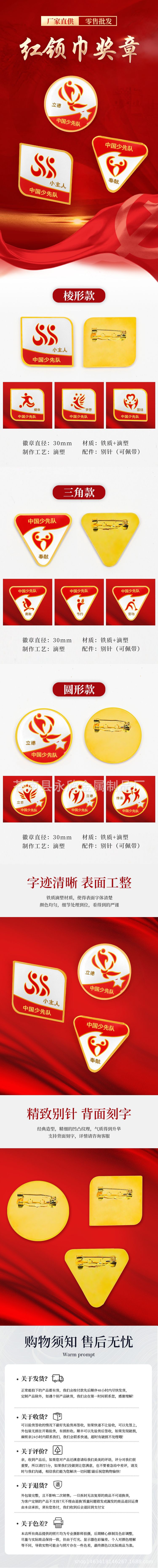 菱形圆形少先火炬徽章 新红领巾奖章 学校少先队集体基础胸章
