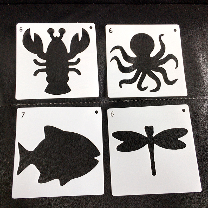 新款跨境亚马逊ebay动物镂空绘画模板diy模板pet塑料儿童涂鸦模板