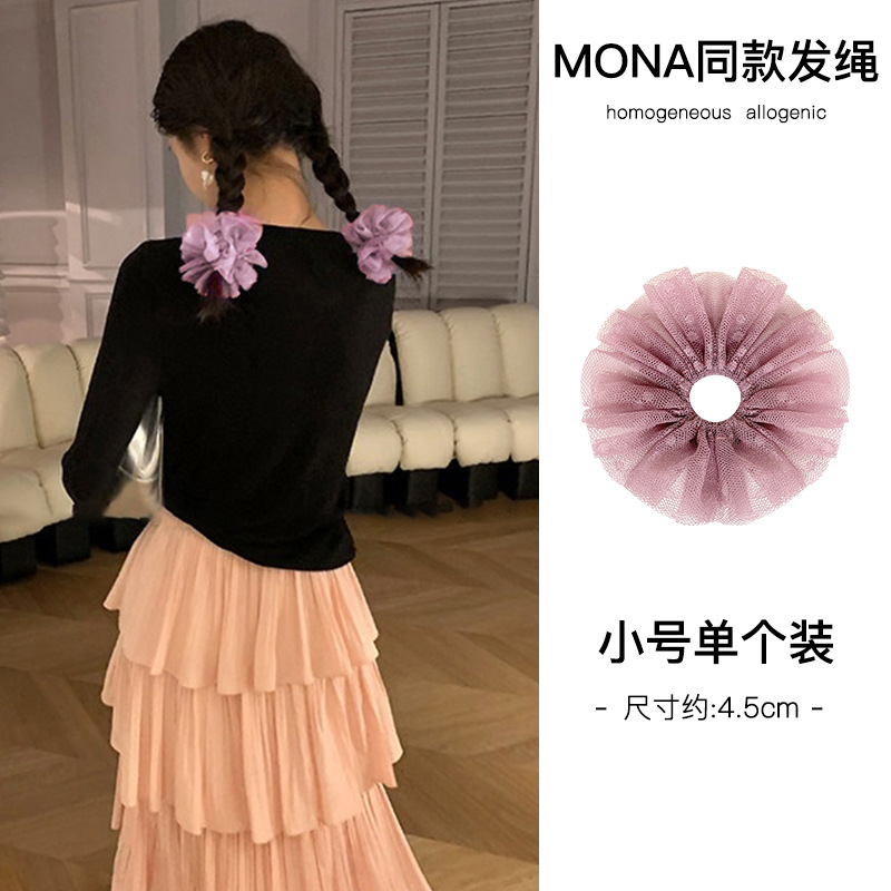 Mona Same Style Oversized Polka Dot Lace Hair Band Large Intestine Ring Big Headdress Flower Fairy Temperamental Ins Internet Celebrity Sweet Head Rope